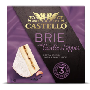 Queso brie danés con ajo y pimienta 125gr. Castello