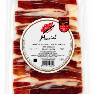 Jamón ibérico de bellota 100% ibérico loncheado español 80gr. Marcial