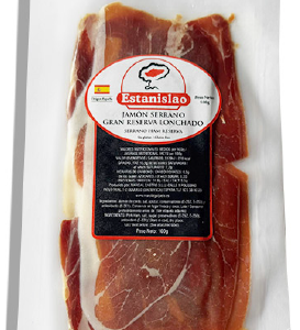 Jamón serrano gran reserva loncheado español 100gr. Estanislao