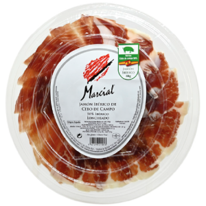 Jamón 50% ibérico loncheado de cebo de campo español (corte cuchillo) 80gr. Marcial