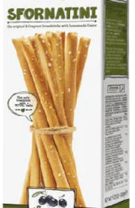 Bastoncitos de pan Sfornatini italiano con aceituna negra 120gr. La Mole