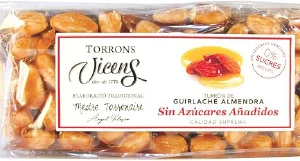 Turrón español guirlache de almendra sin azúcar 80gr. Vicens
